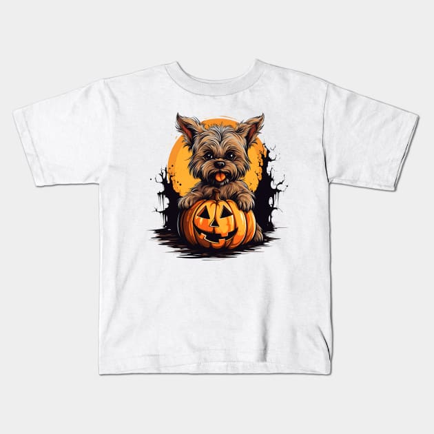 Halloween Yorkshire Terrier Dog #2 Kids T-Shirt by Chromatic Fusion Studio